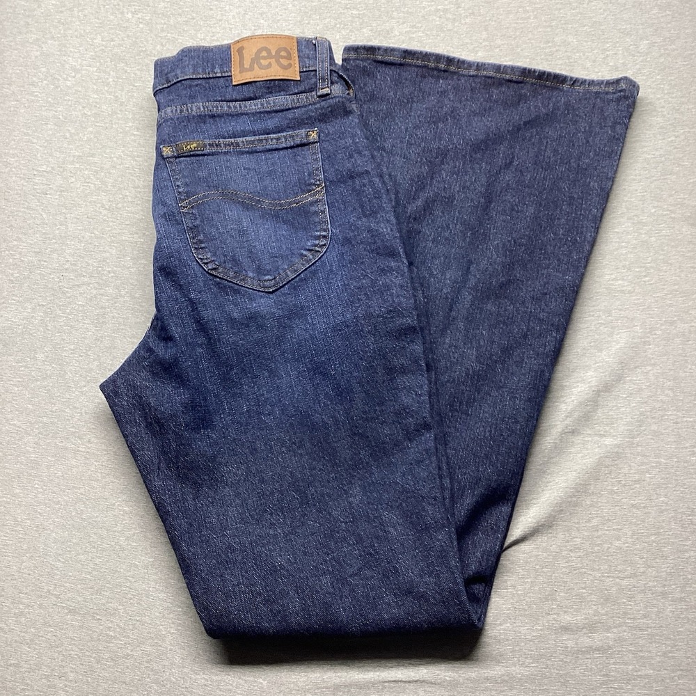Lee Women's Sz 14 Long Legendary Mid Rise Flare Jean Denim Inner Strength